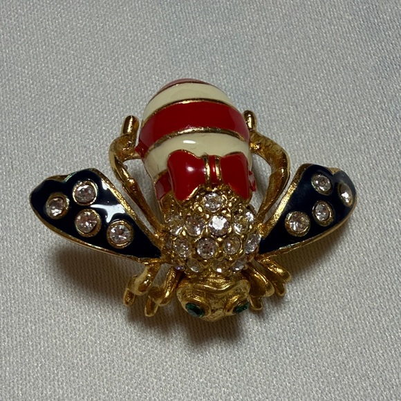 Joan Rivers Gold and Red Bee Brooch - Picture 2 of 9